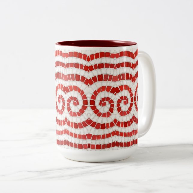 Caneca De Café Em Dois Tons Maçã de dois tons, Maroon, MOSAIC VERMELHA (Frente Esquerda)