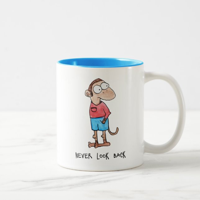Caneca De Café Em Dois Tons Macaco Cartoon (Direita)