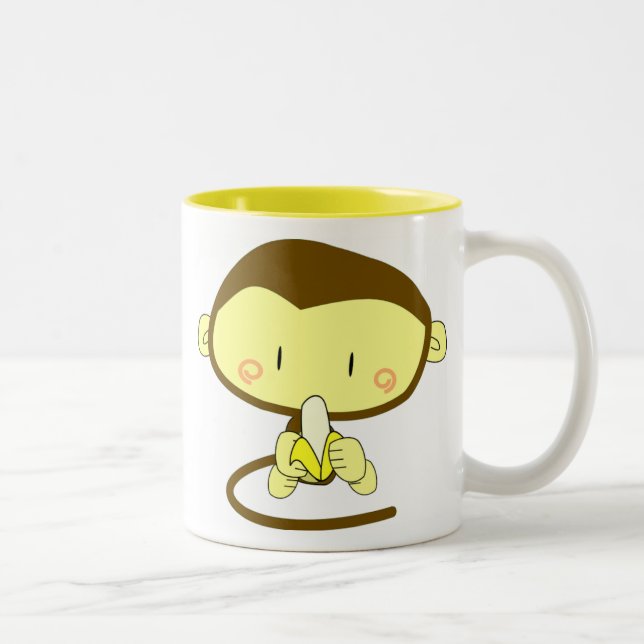 Caneca De Café Em Dois Tons Macaco com banana (Direita)
