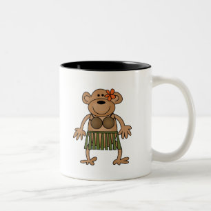 Caneca De Café Em Dois Tons Macaco da dança de Hula