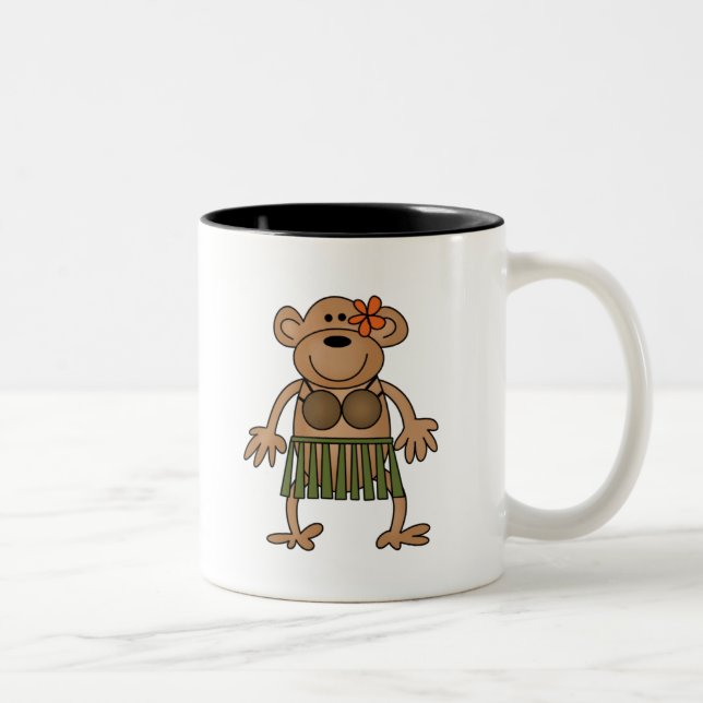 Caneca De Café Em Dois Tons Macaco da dança de Hula (Direita)