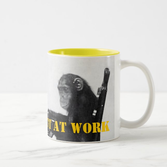 Caneca De Café Em Dois Tons Macaco de Digitação (Direita)