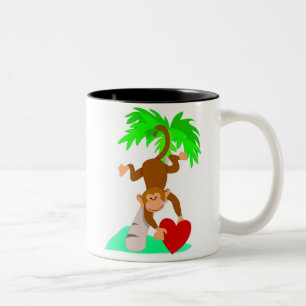 Caneca De Café Em Dois Tons Macaco dos namorados