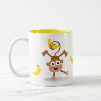 Caneca De Café Em Dois Tons Macaco e bananas