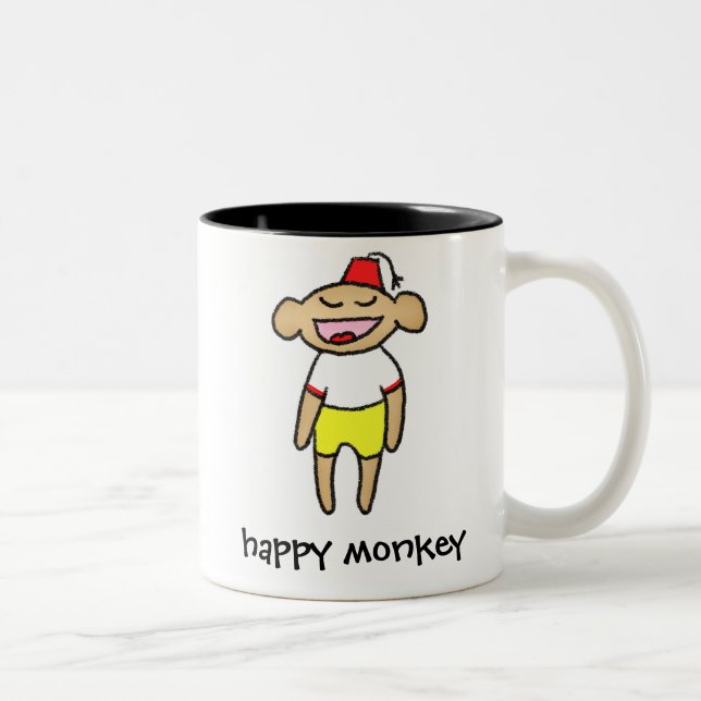 Caneca De Café Em Dois Tons Macaco Feliz (Direita)