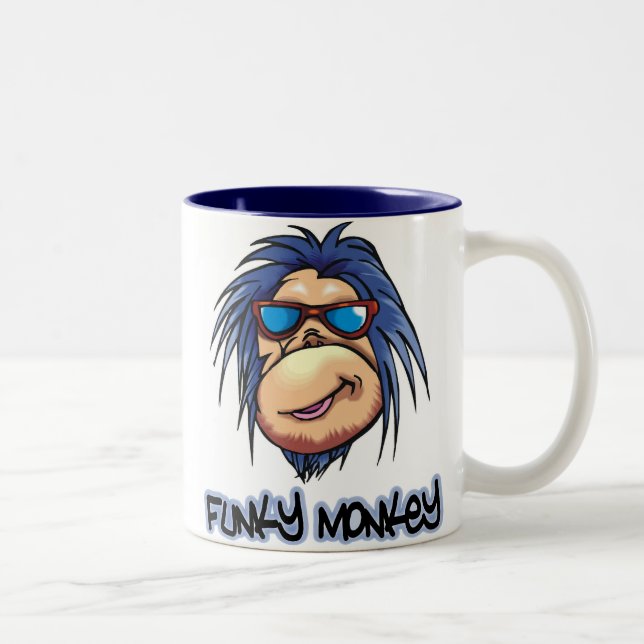 Caneca De Café Em Dois Tons Macaco Funky (Direita)