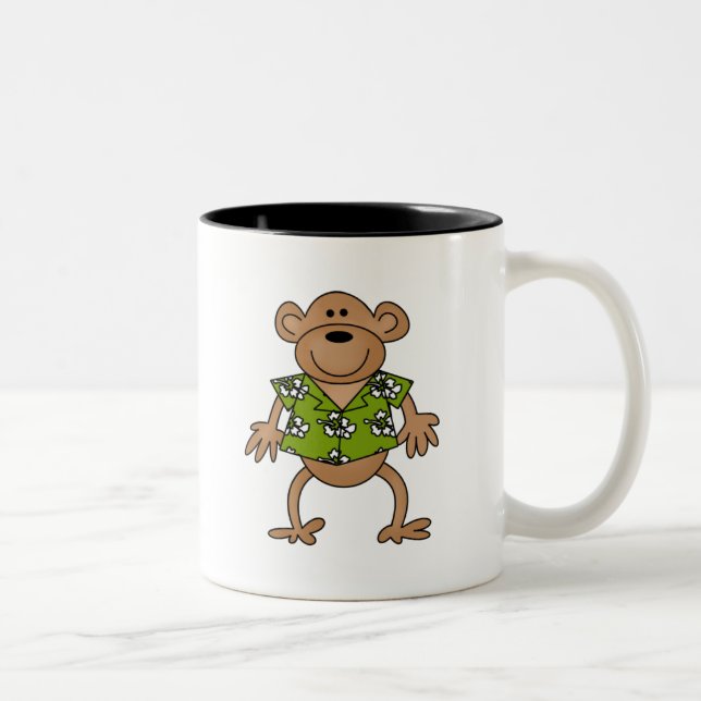 Caneca De Café Em Dois Tons Macaco havaiano tropical (Direita)