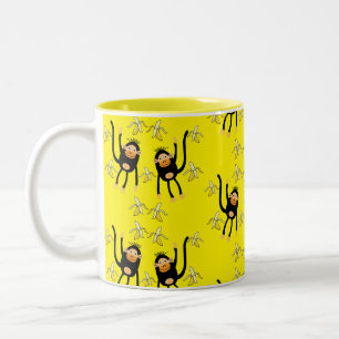 Caneca De Café Em Dois Tons Macaco-Pequeno-Cachinho E Bananas
