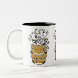Caneca De Café Em Dois Tons Macaco tribal da Cartoon