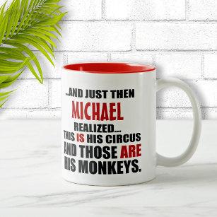 Caneca De Café Em Dois Tons Macacos De Circo Personalizados Engraçados