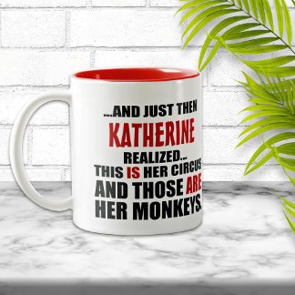 Caneca De Café Em Dois Tons Macacos De Circo Personalizados Engraçados