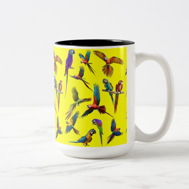 Caneca De Café Em Dois Tons Macacos e mais araras (Direita)