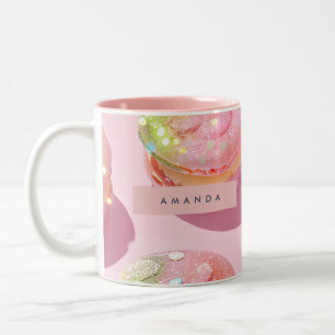 Caneca De Café Em Dois Tons Macaron Pastel Caprichoso Personalizado Brilho