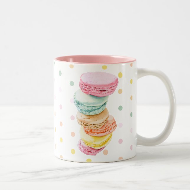 Caneca De Café Em Dois Tons Macarons pontos Mug (Direita)