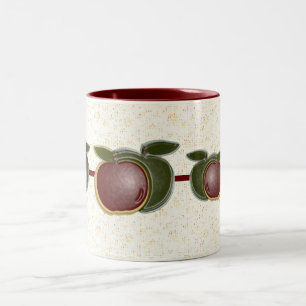 Caneca De Café Em Dois Tons Maçãs 3D Brilhantes (pontinhos)