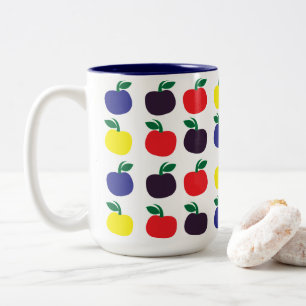 Caneca De Café Em Dois Tons Maçãs Coloridas Frutas