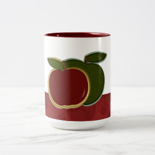 Caneca De Café Em Dois Tons Maçãs Country (borda vermelha) Grande