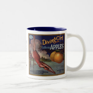 Caneca De Café Em Dois Tons Maçãs da menina do mergulho