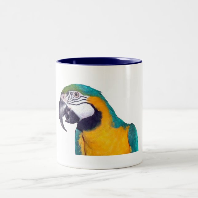 Caneca De Café Em Dois Tons Macaw azul & Dourado 11oz (Centro)