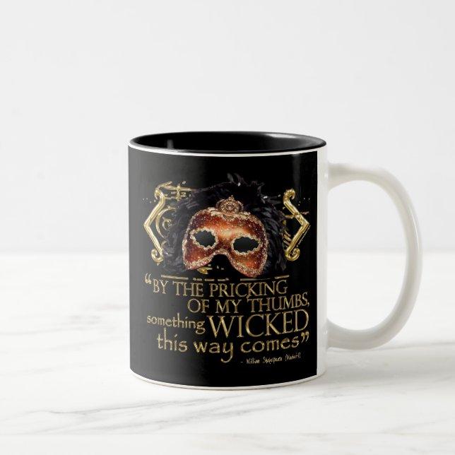 Caneca De Café Em Dois Tons Macbeth "algo" citações más (versão Dourado) (Direita)