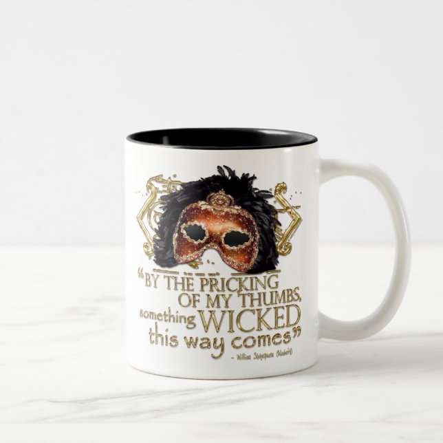 Caneca De Café Em Dois Tons Macbeth "algo" citações más (versão Dourado) (Direita)