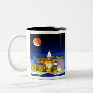 Caneca De Café Em Dois Tons Madison Wisconsin Super Moon Skyline