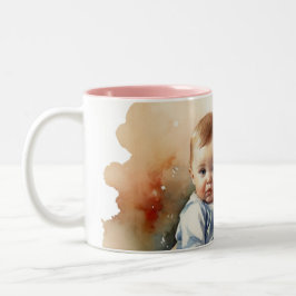 Caneca De Café Em Dois Tons Madre e Bebê Aquarela Arte