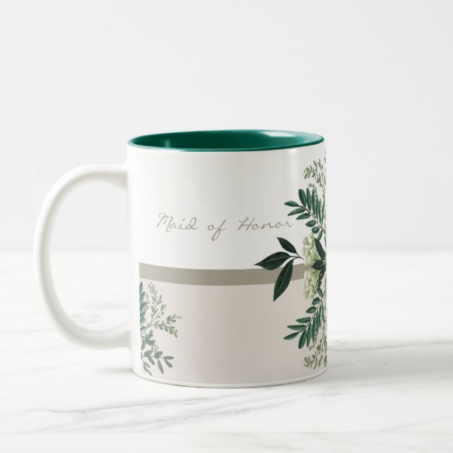 Caneca De Café Em Dois Tons Madrinha de casamento de Memória de Casamento Verd (Esquerda)