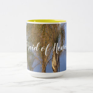Caneca De Café Em Dois Tons Madrinha de casamento Palm Trees de Casamento