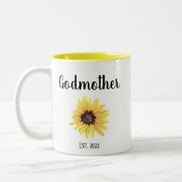 Caneca De Café Em Dois Tons Madrinha Personalizada Est. Girassol pintado