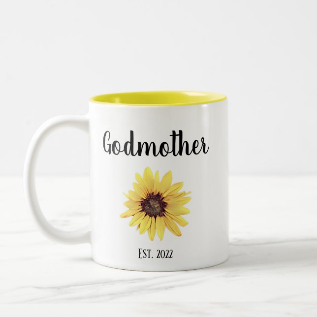 Caneca De Café Em Dois Tons Madrinha Personalizada Est. Girassol pintado (Esquerda)