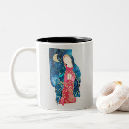 Caneca De Café Em Dois Tons Mãe Abençoada Mary Com Design De Tinta Pintada Com