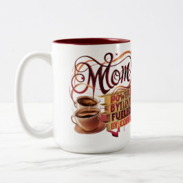 Caneca De Café Em Dois Tons Mãe — Acionada pelo Amor, Alimentada pelo Café