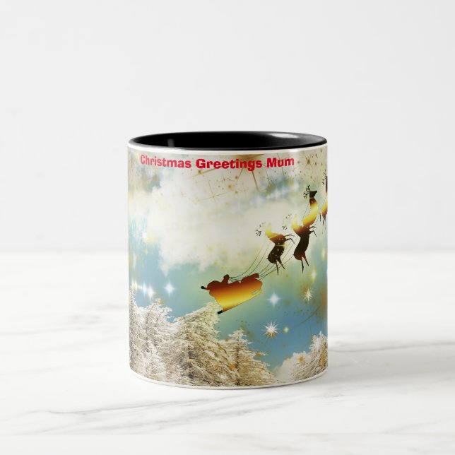 Caneca De Café Em Dois Tons Mãe cartões de natal (Centro)