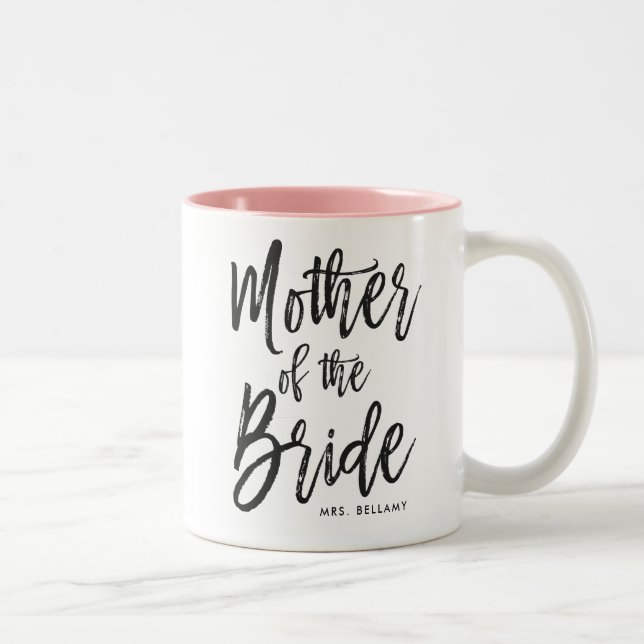 Caneca De Café Em Dois Tons Mãe da Noiva | Casamento Personalizado do Estilo d (Direita)