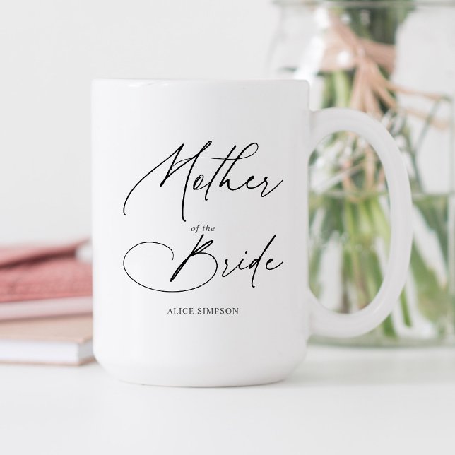 Caneca De Café Em Dois Tons Mãe Da Noiva Chic Script (Criador carregado)