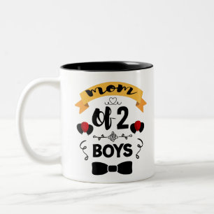 Caneca De Café Em Dois Tons Mãe de 2 Meninos Presente das Mães do Filho Dia da