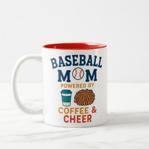 Caneca De Café Em Dois Tons Mãe de baseball com café e animação