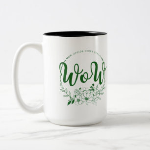 Caneca De Café Em Dois Tons MÃE de cabeça para baixo soletra WOW!