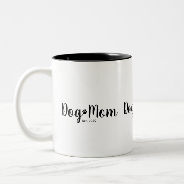 Caneca De Café Em Dois Tons Mãe de Cachorro Estabelecida em Letra Preta (Esquerda)