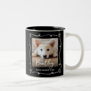 Caneca De Café Em Dois Tons Mãe de Cachorro Filho Favorito Foto Corações Desen