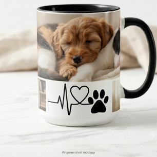 Caneca De Café Em Dois Tons Mãe de Cachorro Resgate da Pegada do Coração