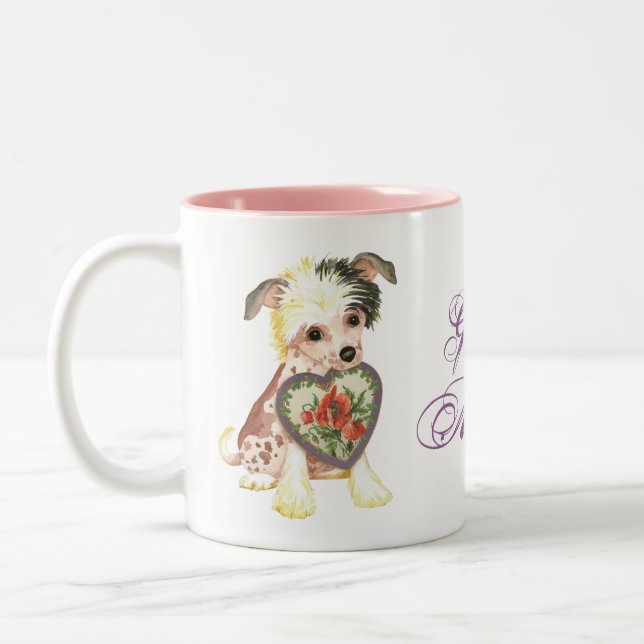 Caneca De Café Em Dois Tons Mãe de Coração Deitada Chinesa (Esquerda)