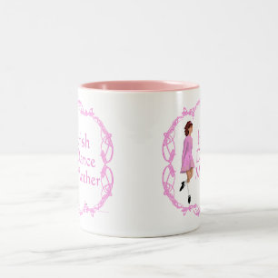 Caneca De Café Em Dois Tons Mãe de Dança Step Irlandesa - Rosa