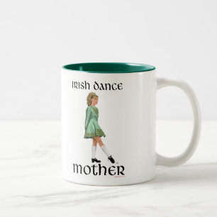 Caneca De Café Em Dois Tons Mãe de Dança Step Irlandesa - Verde
