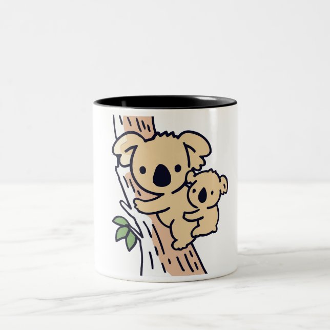 Caneca De Café Em Dois Tons Mãe de família bonita Koala Ursa com bebê (Centro)