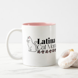 Caneca De Café Em Dois Tons Mãe de gato latino com patas de Gatinho
