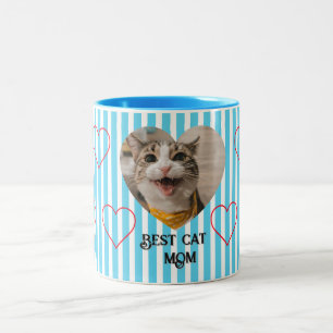 Caneca De Café Em Dois Tons Mãe de gato pastel em tiras