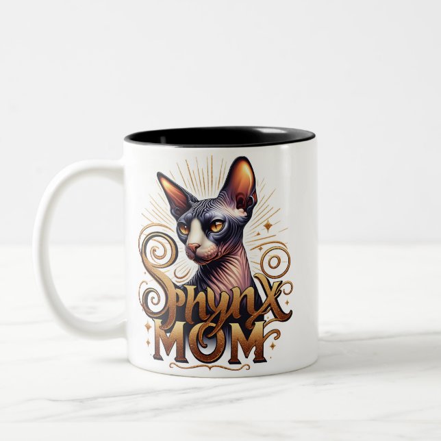 Caneca De Café Em Dois Tons Mãe de Gato Sphynx (Esquerda)
