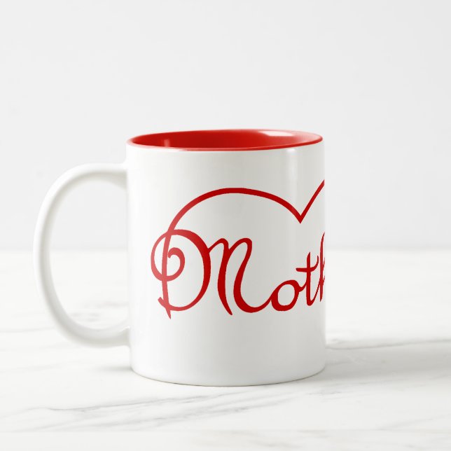 Caneca De Café Em Dois Tons Mãe design do coração (Esquerda)
